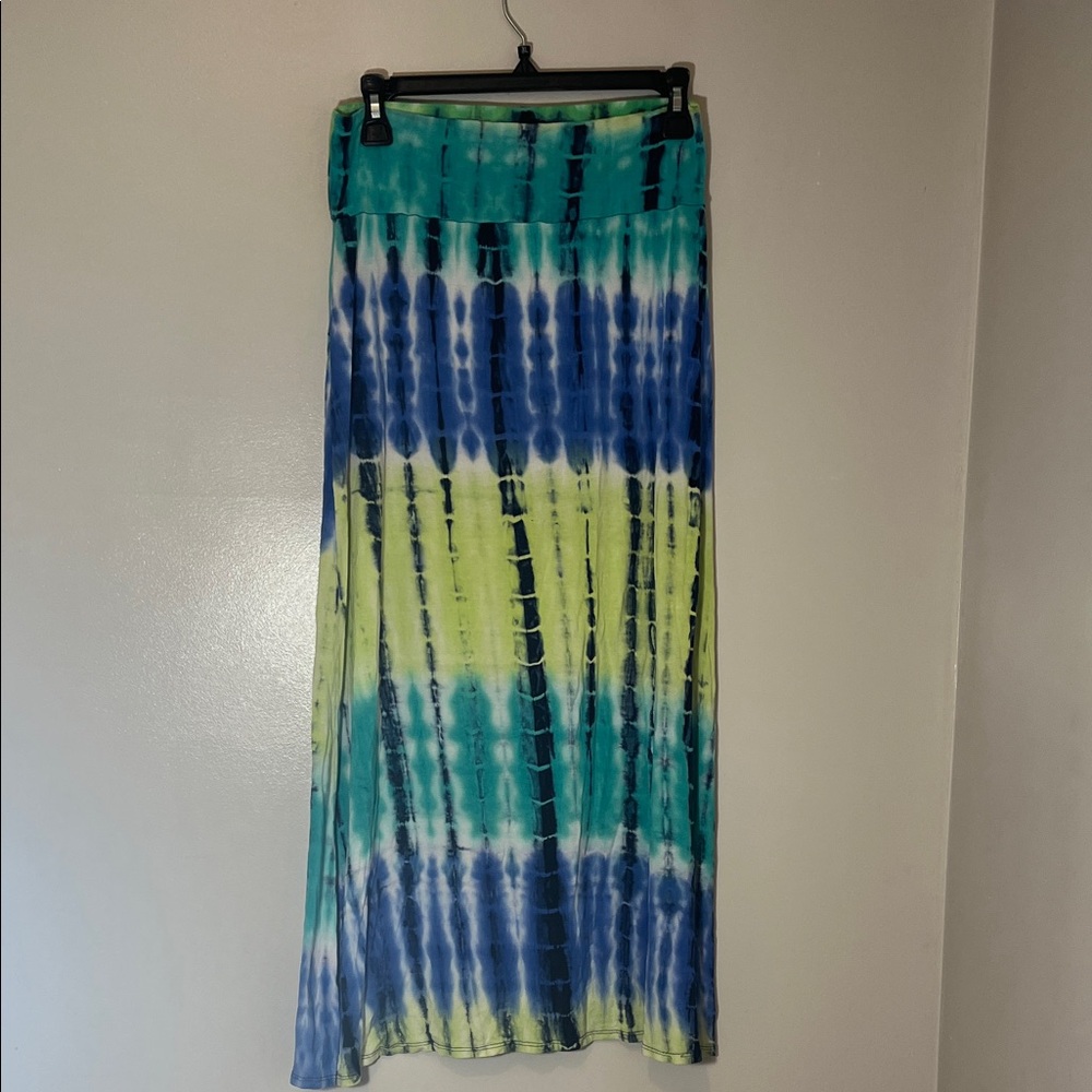 BCX Tie-Dye A-Line Skirt - Blue and Green